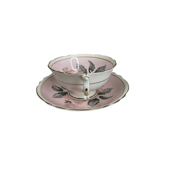 PARAGON by Appointment Double Warrant Wild Rose Cup & Saucer Set Pink Porcelain - Picture 9 of 11